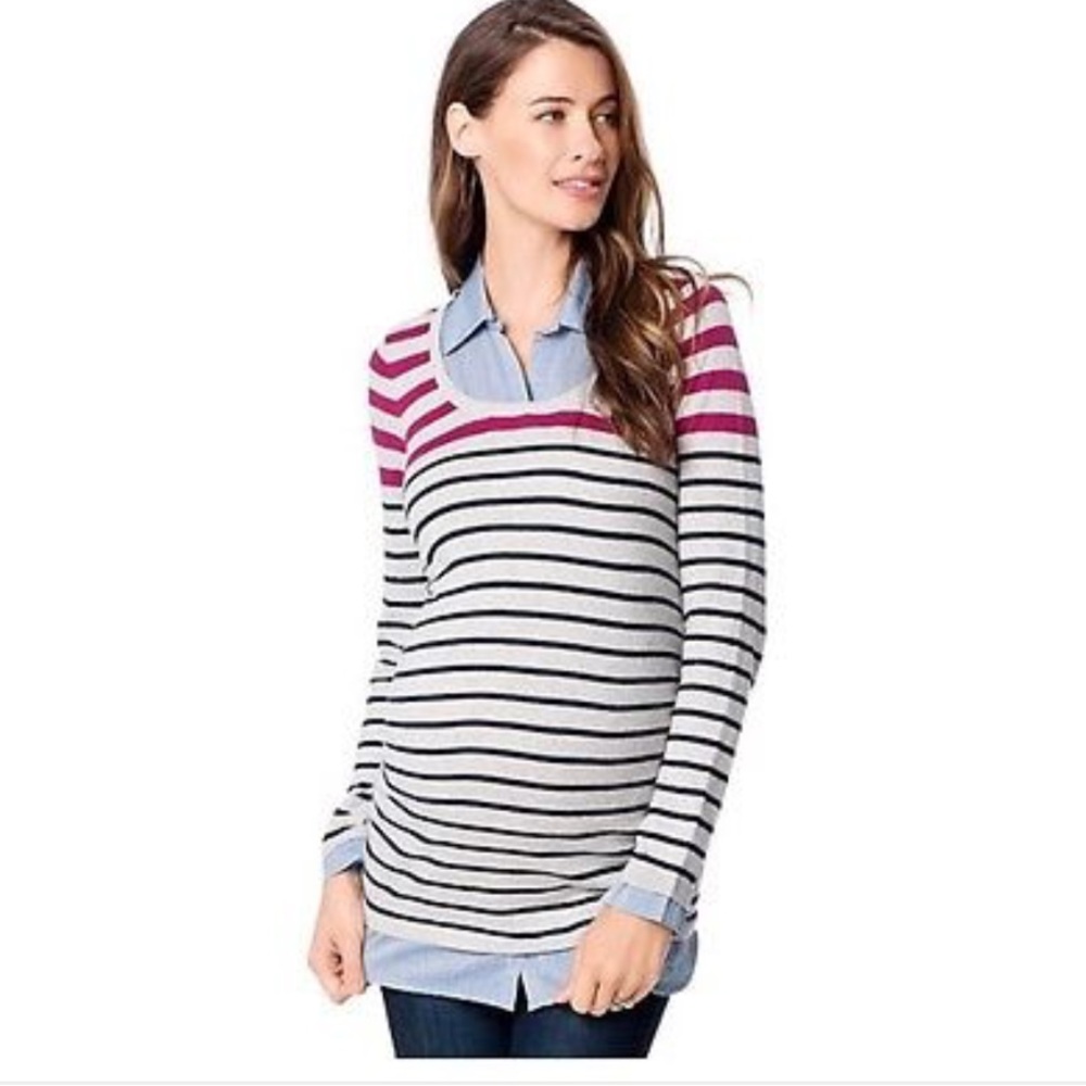 Motherhood Maternity layered sweater shirt nwt med